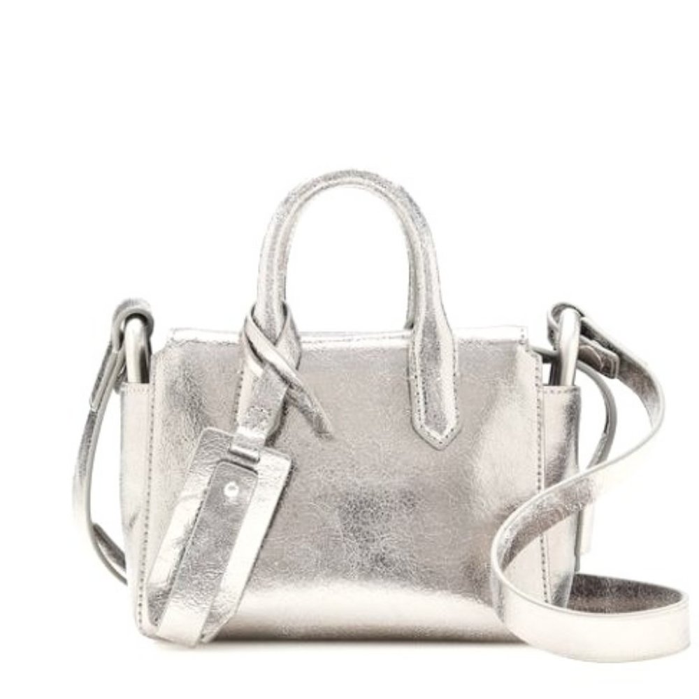 J.Crew Harper Mini Satchel Silver Italian Leather